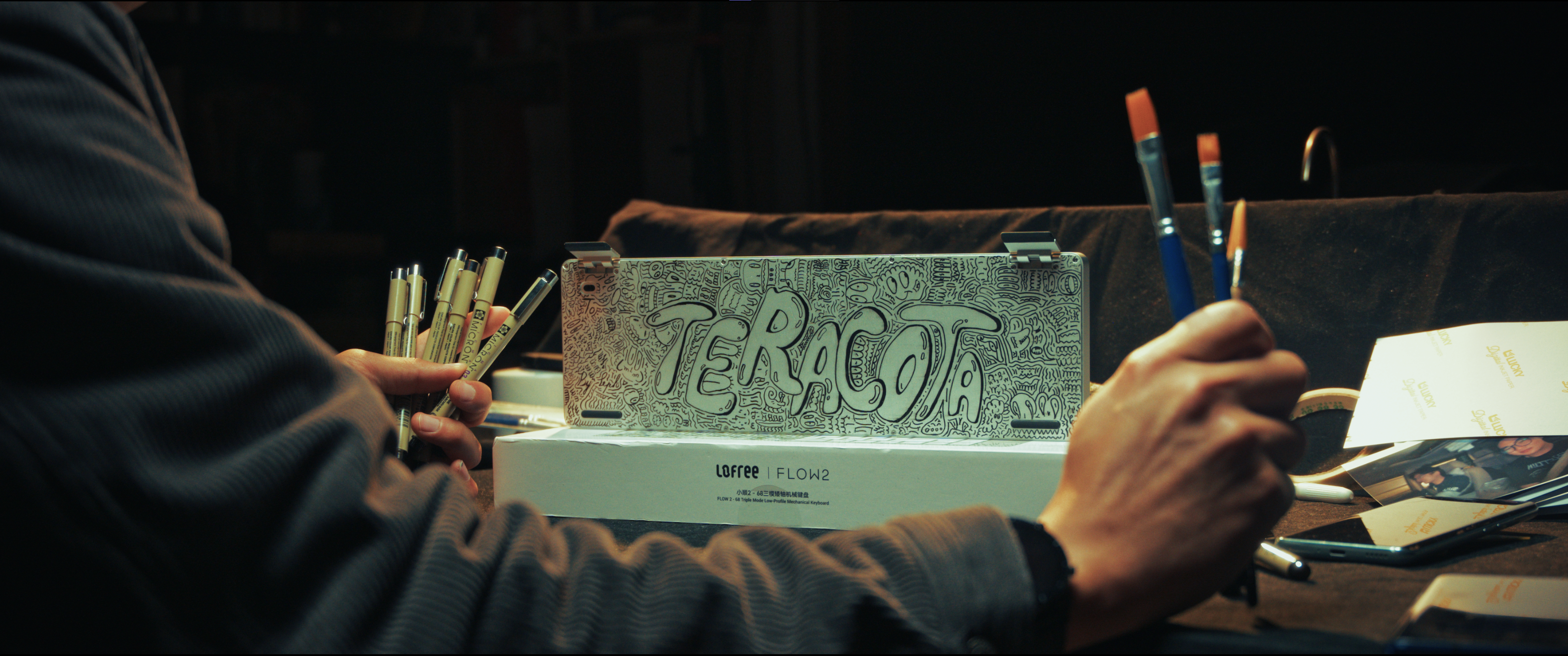 A hand-drawn keyboard being made as a birthday gift